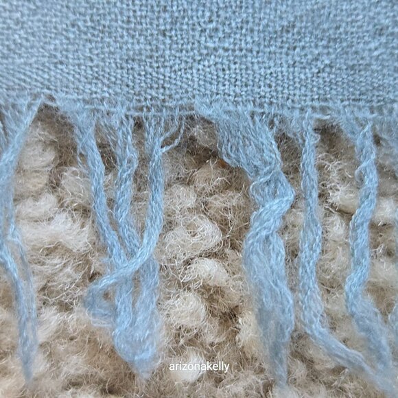 Ombre Cashmere Scarf Blue Gradient Woven - Picture 5 of 8